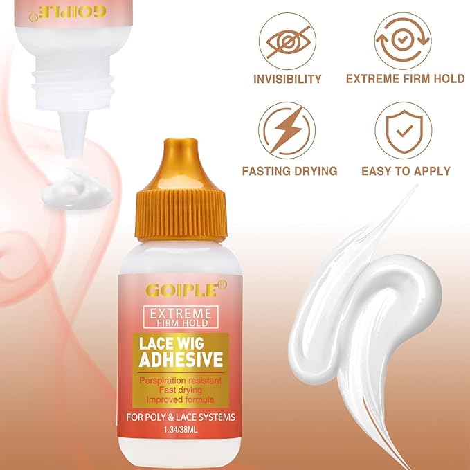 Lace Glue Kit Complete Set with Lace Tint Mousse, Lace Melting Spray Wig Glue for Women's Wigs and Hairpieces - Wig Installation Kit & Tape in Extension Rmover & Cap (Light Brown)