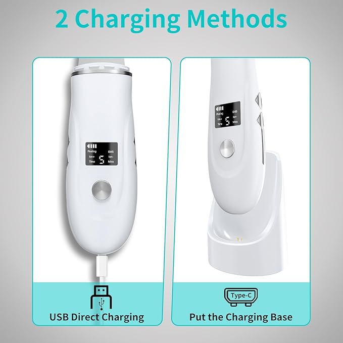 Skin Scrubber Face Spatula - 4-in-1 Deep Cleansing Tool for Pore Extraction, Fast Charging Dock Blackhead Remover Face Spatula for Facial Skincare Women Gift (White)