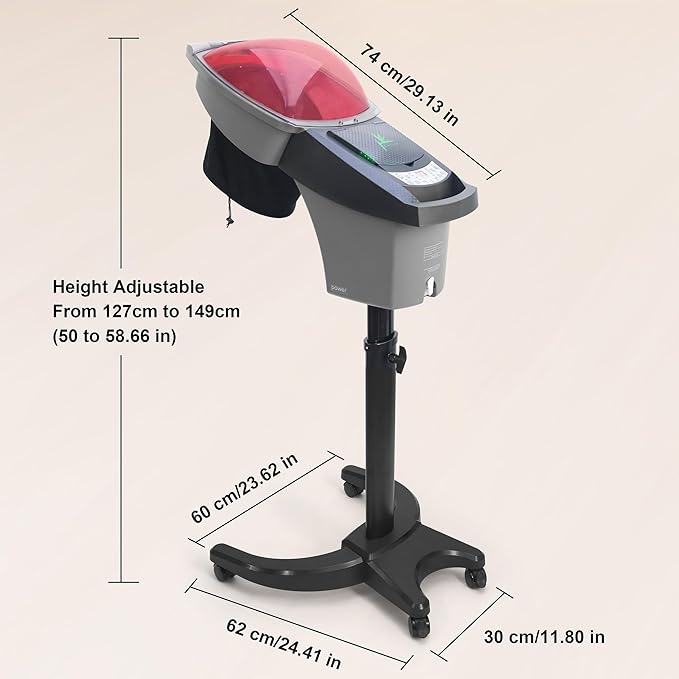 Elitzia Hair Steamer Salon Micro Mister Scalp Treatment Dye Perm Professional O3 Ozone Hooded Barber Shop Use for Natural Black Hair with Wheels ET1408B 7-Color Light