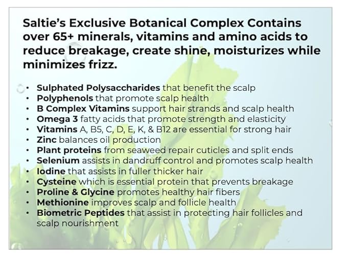 Saltie Daily Hair Detangle Conditioner I Nourish with Sea Weed, Kelp & Algae I Lightweight, detangle, repair split ends, adds shine for radiant hair. (8.5 fl. Oz /250ml)