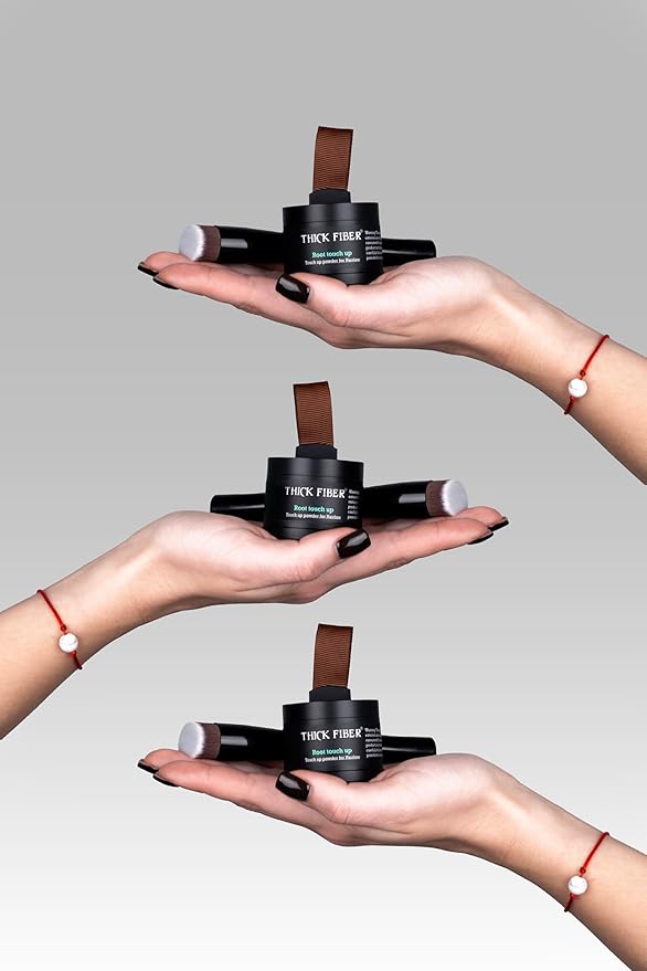 THICK FIBER Root Touch Up Set - Water & Sweat Resistant Hair Loss Concealer for Thinning Hair Women, Includes Hairline Powder and Brush (Auburn)