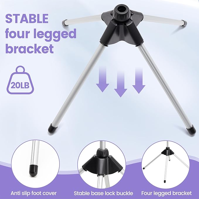 Adjustable Hair Dryer Stand, 29-59 Inch Hair Dryer Holder with Tripod and Universal Clip, 360-Degree Rotating Blow Dryer Stand for Bathroom, Vanity, Makeup Room