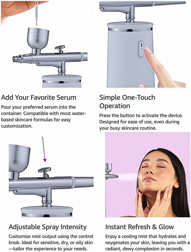 Facial Mist Spray Machine – 0.3mm Oxygen Micro Mist for Toner & Serum Infusion | High-Pressure Hydration & Skin Cooling Steamer for Home & Salon Use – Koli Z2