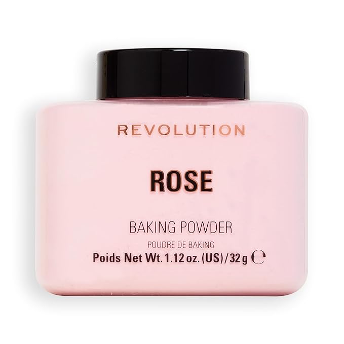 Revolution Beauty, Loose Baking Powder, Makeup Setting Powder, Long Lasting Coverage, Mattifies & Reduces Shine, Rose, 1.13 Oz