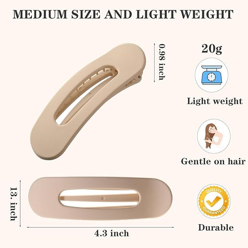 5 Pcs Flat Hair Clips, Medium Lay Flat Claw Clips for Women Girls,Strong Hold Non-slip Matte Hair Claws for Thick Thin Hair(Brown&Pink)