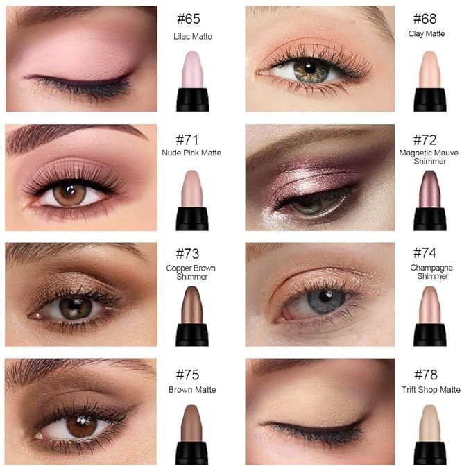 Kaely 8Pcs Cream Eye Shadow Sticks Set, Matte Shimmer Eyeliner Pencil Eyeshadow Palette Makeup, Eye Highlighter Brightener Stick for Older Women Waterproof Pigmented, sombras para ojos, New-11