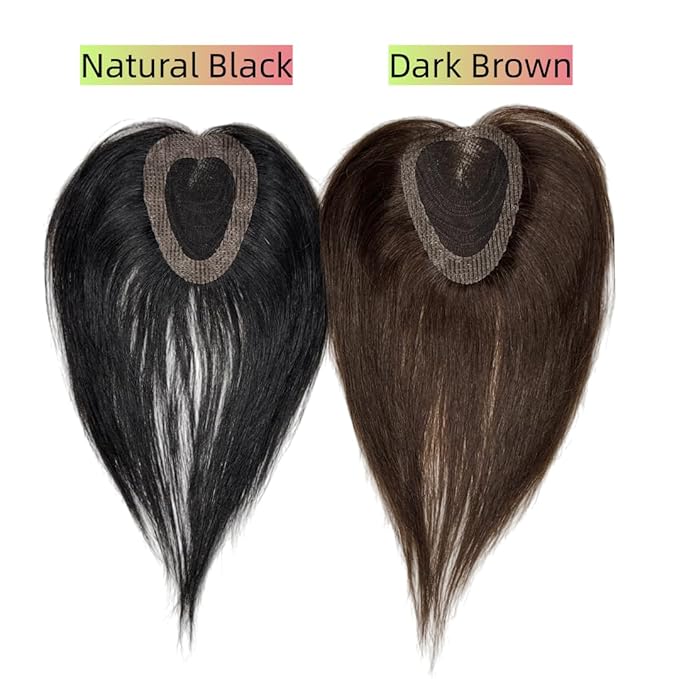 Anemone No Clips Human Hair Topper Piece Fringe Bangs for Women Wrap-Around Magic Paste with Invisible Lace for Natural Hair Loss Coverage (Dark Brown Lace Mid Bangs)