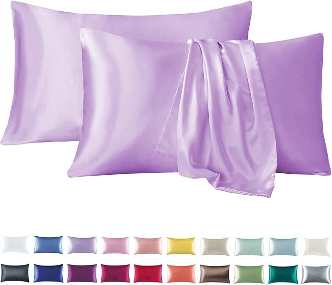 Tyfitb Satin Pillowcase Set for Hair & Skin Care – Cooling, Hypoallergenic, Anti-Frizz, Wrinkle-Free – Soft, Luxurious Pillowcases with Envelope Closure – 2-Pack, Standard Size 20x26, Gift-Ready