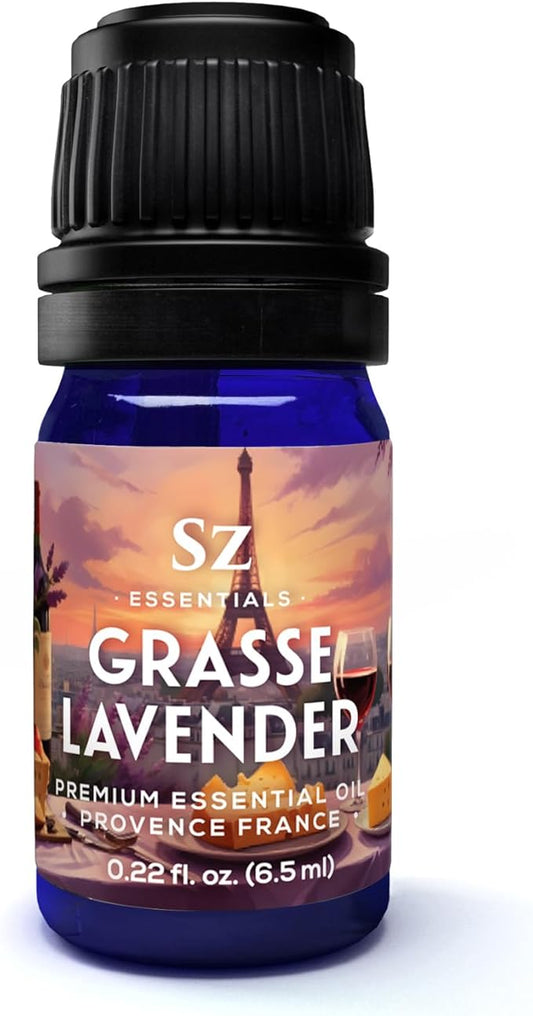 Grasse Lavender Essential Oil - France - Beautiful Floral Lavender Scent with Pine Notes - Lavandula stoechas - 100% Pure & Undiluted - Aromatherapy- Therapeutic Grade & Vegan 0.22 oz