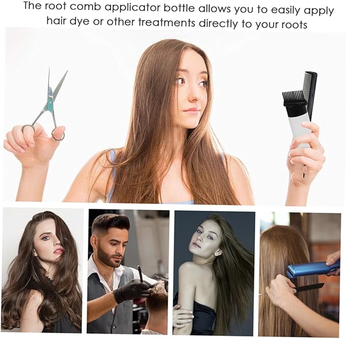 3pcs Hair Dyeing Comb Applicator Bottles Root Bottle with Graduated Scale Reusable Hair Oil Application for Precise Coloring