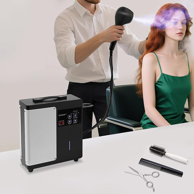 Professional Nano Hair Steamer, Hair Color Processor Steamer with Digital Screen, Adjustable Spray, Hair Coloring Hair Perm Dyeing Scalp Hairdressing Care Sprayer for Deep Conditioning