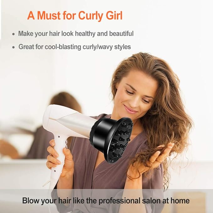 Hair Diffuser for 1.4"-2.6" Blow Dryers, Diffuser Hair Dryer Attachment, Professional Hair Diffuser for Curly Wavy Long Thick Hair