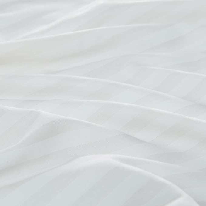 JELLYMONI 100% Natural Cotton Striped King Pillowcases Set, 2 Pack Satin Stripe Pattern Printed Pillow Covers with Envelope Closure (Pillows are not Included)