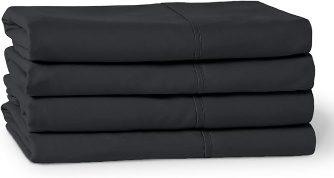 Bare Home 4 Pillowcases - Premium 1800 Ultra-Soft Collection - Bulk Pack - Double Brushed - Hypoallergenic - Wrinkle Resistant - Easy Care (Standard - 4 Pack, Black)