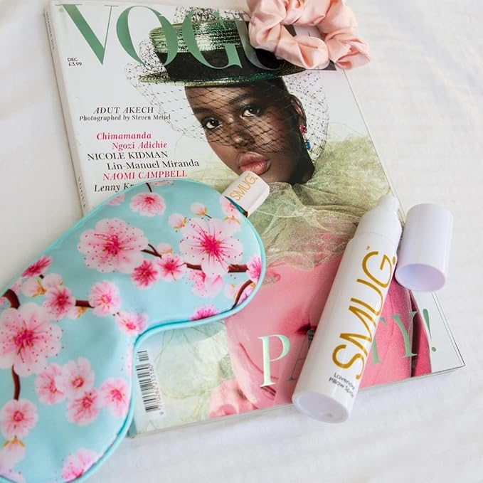 SMUG Satin Sleep Mask & Eye Mask - Deep Dream Sleep Masks for Women & Men - Soft Sleeping Eye Mask to Nourish Skin, & Reduce Dark Circles - Eye Sleep Mask to Block Out Light - Cherry Blossom 3-Pack