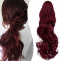 Claw Clip Ponytail Extension 18" Clip in Wavy Ponytail Hair Extensions Long Pony Tails for Women Extensions Wine Red Hairpiece