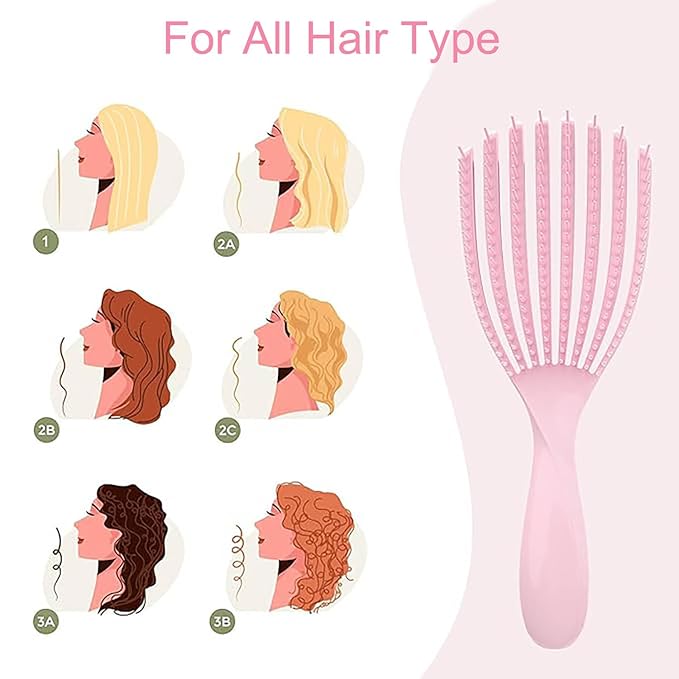 Hair Brush for Afro American/African Hair Textured Professional Curved Vented Brush Wet Dry Curly Hairbrush Detangling Massage Hairdressing Comb (Pink, Small)