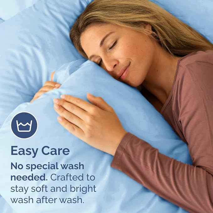 King Pillow Cases Set of 4 - Ultra Soft Hotel Quality Pillowcase Covers - Comfy, Cozy & Wrinkle Free - Shrinkage, Stain & Fade Resistant - Machine Washable Pillow Protectors - 4 Piece Set - Light Blue
