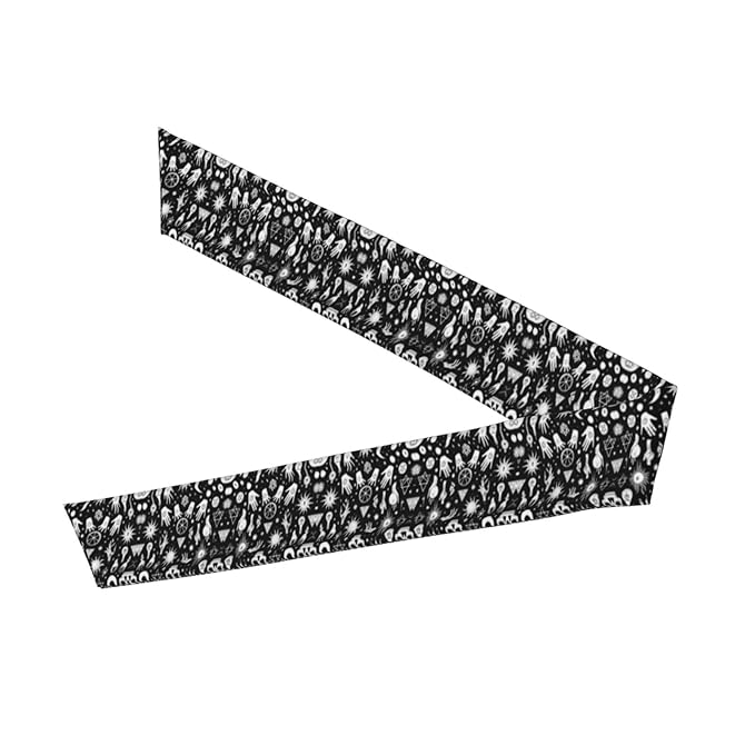 Men's Women Sports Sweatband, Multi Style Long Head Ribbon for Running Fitness Spa, Cool Halloween Goth Gothic Raven Crow Skull Sun Moon Tattoos Headwear Head Accessories