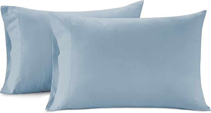 Lane Linen 100% Organic Cotton Pillow Cases King Size (20"x36") - King Size Pillow Cases Set of 2 - Certified Organic Cotton Pillowcases - King Pillow Cases - French Blue