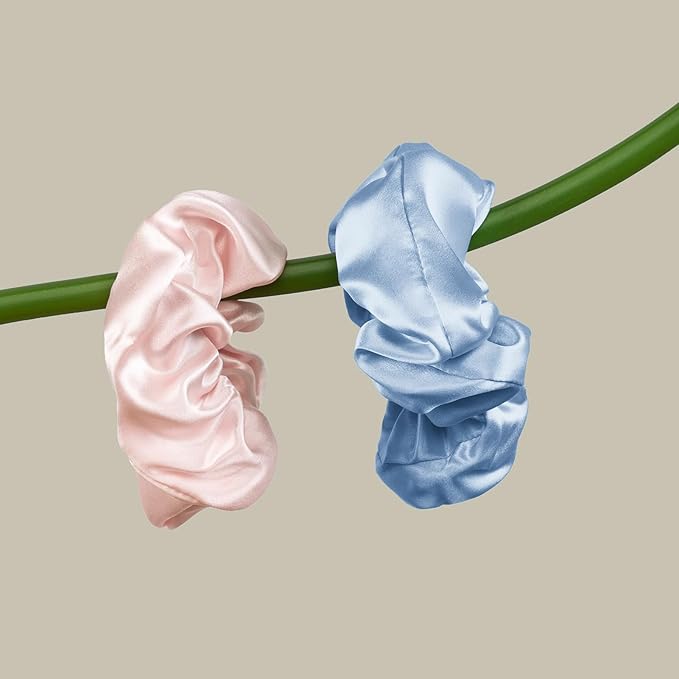 LILYSILK Silk Hair Scrunchies/Ties for Frizz & Breakage Prevention, 100% Mulberry, No Damage, Elastic ponytail Holders, 1Pc, Sky Blue