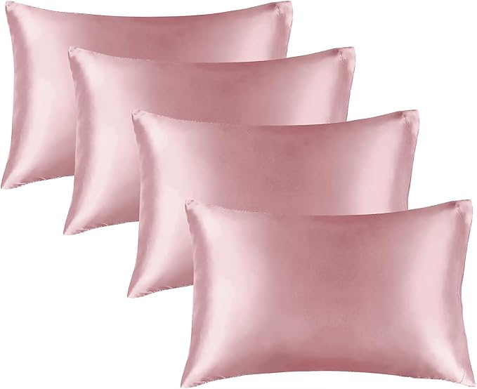 BEDELITE Satin Pillowcase for Hair and Skin, Super Soft Similar to Silk Pillow Cases 4 Pack with Envelope Closure, Cooling Pillowcases for Women Men (20"x36" King Size, Nostalgia)