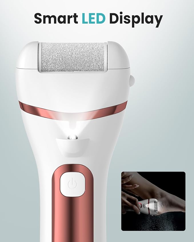 PUBOO Foot Callus Remover Electric 10000 RPM 3-Speed IPX7 Rechargeable Pedicure Kit for Hard Skin Women & Men. Portable Multi-Roller File Grinder Sander Scrubber with LED Display for Wet & Dry Feet