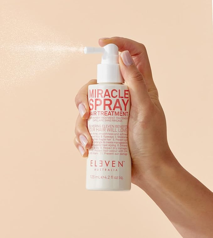 ELEVEN AUSTRALIA Miracle Leave In Hair Treatment Spray - Curly & Straight Hair Care Products for Women & Men, Heat Protection & Detangler, Frizz Control, Repairs Dryness - 4.2 fl oz