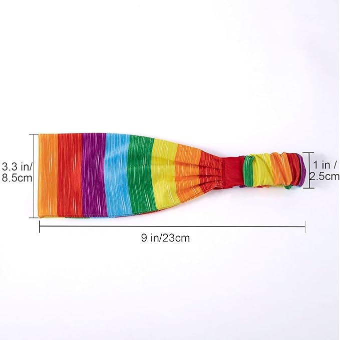 Rainbow Headband for Women Non Slip Elastic Sweat Hairbands Fashion Sports Hair Bands Soft Cloth Fabric Stretchy Headband for Running Workout Yoga