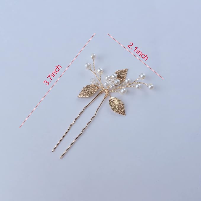 Hair Accessories, 3pcs Gold Hair Pins for Women's Wedding, Bridesmaid, Flower Girl (Gold)