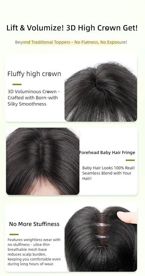 Anemone 100% Real Human Hair Topper No Need Clips Magic Paste Hair Seams 7x10cm Skin Base Fringe Bangs Easy to Wear (1B Middle Bangs)
