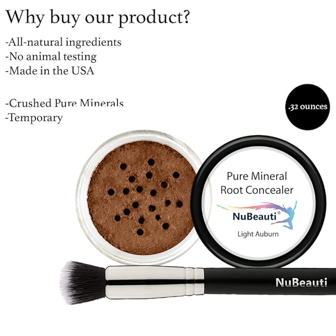 Hair Root Touch Up Powder - Light Auburn - 11 True-to-Nature Root Concealer Shades - Long-lasting, Fragrance Free, Talc & Paraben Free - With Brush