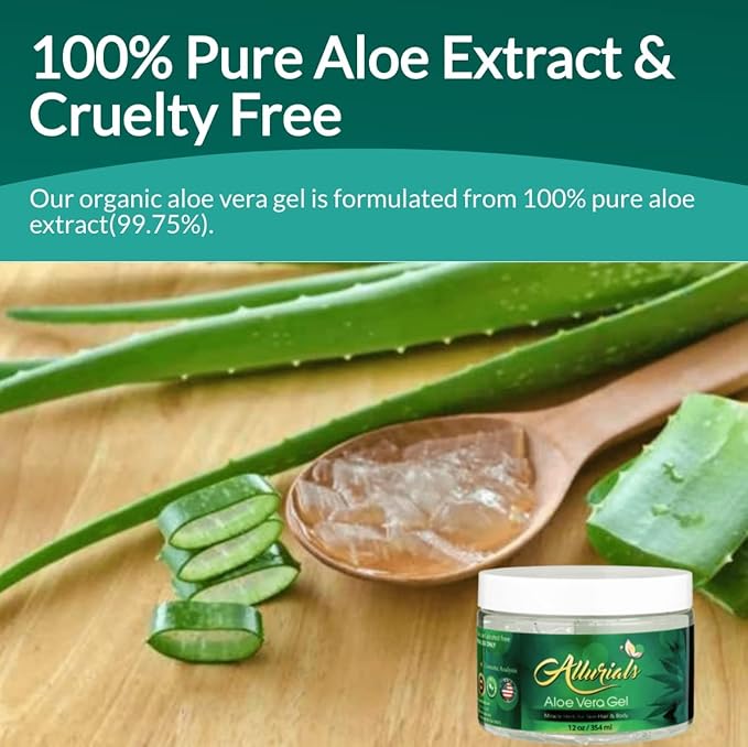100% Pure & Organic Aloe Vera Gel, Clinically tested & Dermatologist approved, Hydrates & Heals Dry & Damaged Skin & Hair- 12 Oz