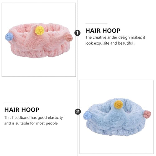 3Pcs Coral Fleece Headbands for Women Facial Makeup Washing Spa Hairbands Adorable Elastic Stretchy Head Wraps for Yoga Running Skincare Random Color