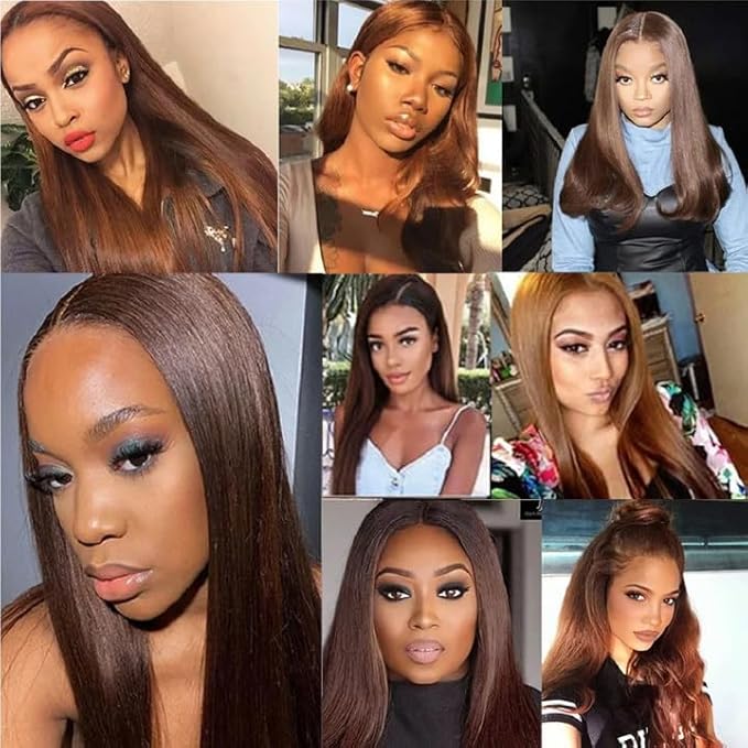 28 30 32 Inch Color 4 Bundles Human Hair Dark Brown Straight Bundles Niegmeag Brazilian Virgin Remy Hair Extensions Double Weft Soft and Silky Chocolate Brown Straight Bundle 150g