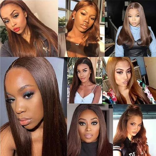 28 30 32 Inch Color 4 Bundles Human Hair Dark Brown Straight Bundles Niegmeag Brazilian Virgin Remy Hair Extensions Double Weft Soft and Silky Chocolate Brown Straight Bundle 150g