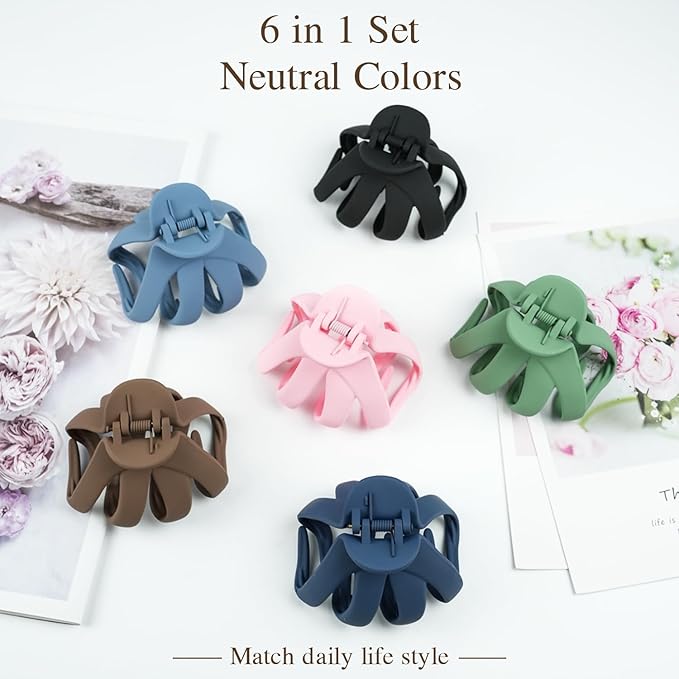 MAORULU Hair Clips for Thick Hair, 3.2" Big Claw Octopus Clips, Strong Hold Jumbo Hair Clip for Women and Girls, 6 Packs (Multi Colors)