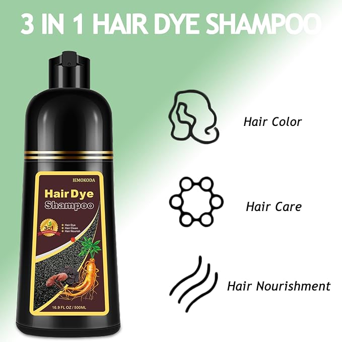 Natural Coffee Hair Color Shampoo 500ml | Upgrade Formula, 3-IN-1 Herbal Hair Coloring Shampoo, Nourishing & Dyeing for Men Women, 100% Coverage for All Hair Types 17.6 Fl Oz (Coffee)