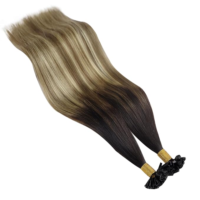 YoungSee K Tip Hair Extensions Human Hair Balayage 20 Inch K Tips Human Hair Extensions Balayage Blonde with Brown 50s/50g