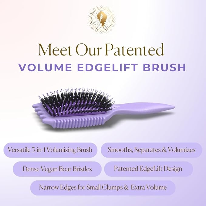 Bounce Curl Volume EdgeLift Brush, 5-in-1 Tool for Volumized Waves, Curls & Coils - Purple