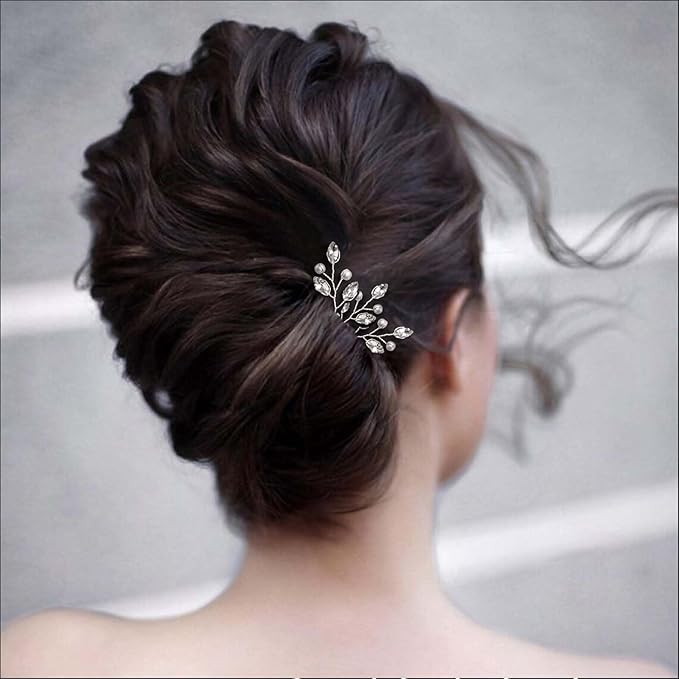 3 Pieces Pearl Crystal Bridal Hairpins Silver rhinestone wedding hairpins headpiece Tiny Pearl Hair Pins Decorative Prom Accessory for Women Wedding Hairstyles