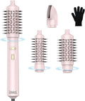 Hair Dryer Brush, 4 in 1 Rotating Round Hot Air Spin Brush Set Negative Ionic Professional Blow Dryer with Detachable Brush(2" & 1.5"), 3 Heats and 2 Speeds Rotating Blow Dryer Brush