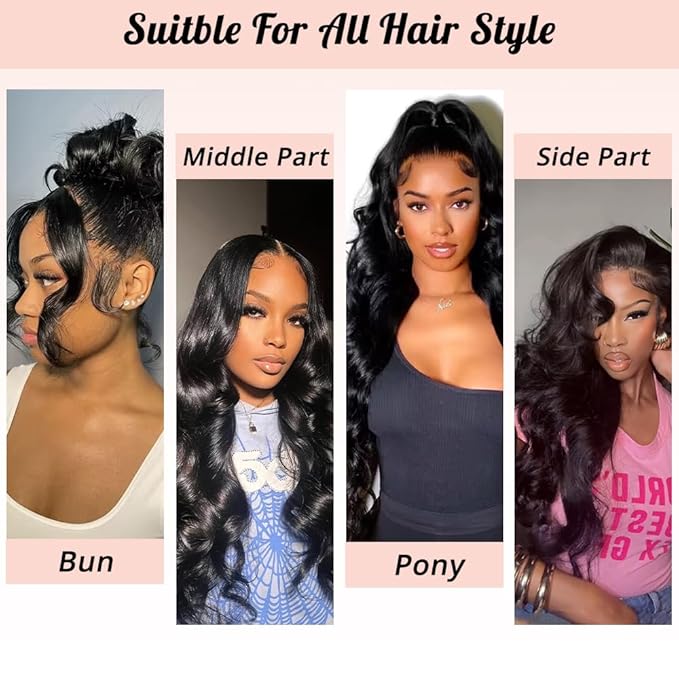360 Lace Front Wigs Human Hair Body Wave 200% Density Upgraded Hidden Straps 360 HD Full Lace Wigs Human Hair With Drawstring Pre Plucked With Baby Hair for Women Natural Black 32 Inch