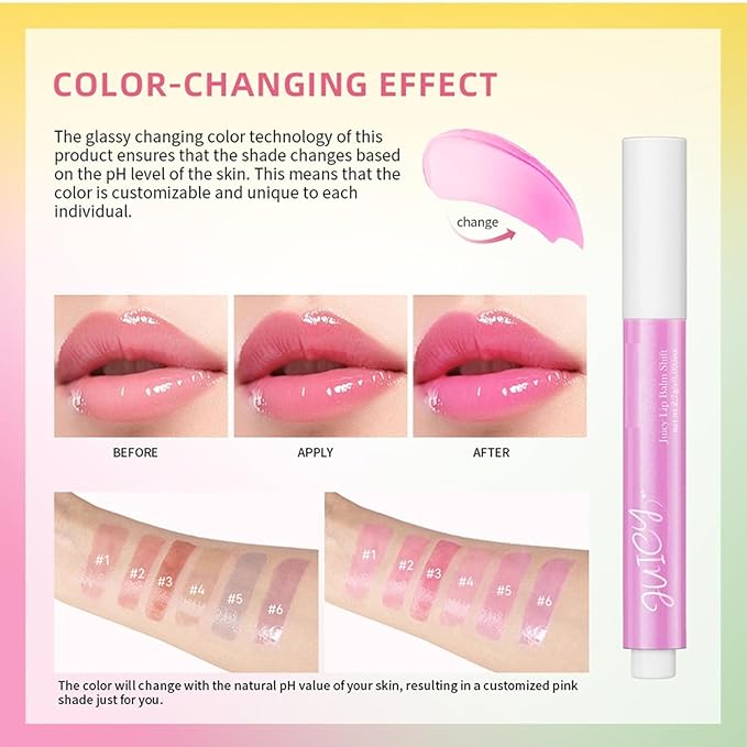 MAEPEOR Tinted Lip Balm 6 Colors Moisturizing Lip Balm Hydrating Changing Lip Gloss for Lip Care and Dry Lip (01 Rose)