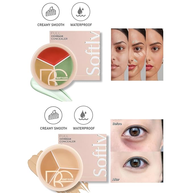 6 Color Correcting Concealer Kit with 11 Pcs Makeup Brush Kits, Light Color Combination Cream Concealer Palet for Light to Medium Skin Tone, Cover Dark Circles, Bruises, Spots, Blemish