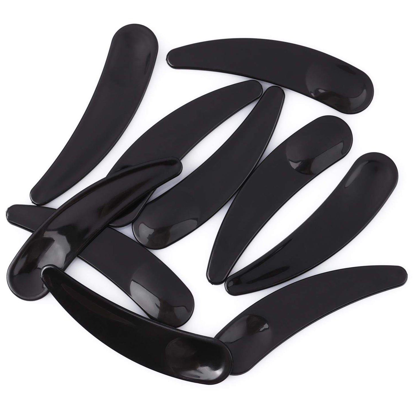 Refillable Cosmetic Sample Jars - 100 Pack 10g (0.35oz) Black Small Travel Containers with Lids + 10 Mini Makeup Spatulas - BPA Free