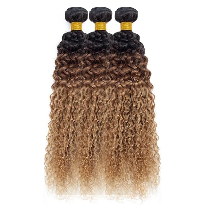 T1B/4/27 Water Wave Bundles Human Hair Honey Blonde Bundles 20 22 24 Inch Niegmeag Virgin Soft and Sikly Remy Hair Extensions Ombre Blonde Bundle