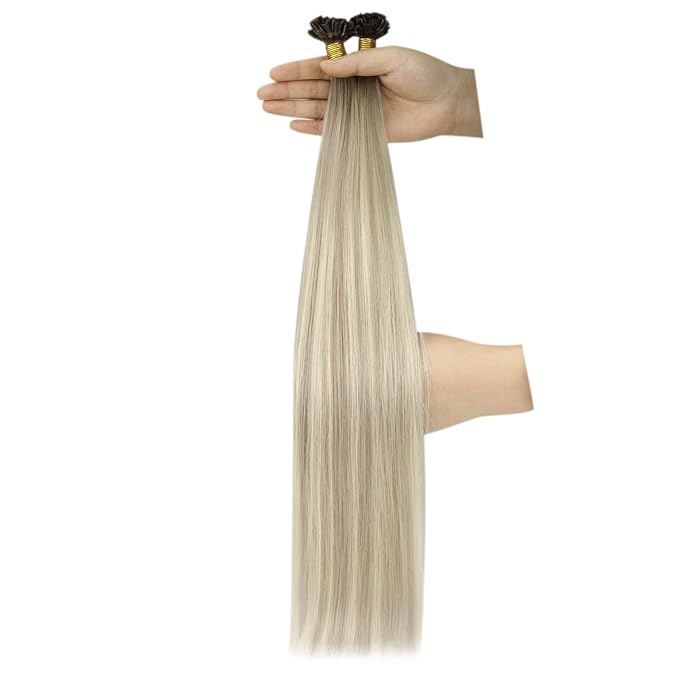 YoungSee Utip Balayage Hair Extensions Real Human Hair Balayage Ash Blonde Ombre Platinum Ombre U Tip Hair Extensions Hot Fusion 18In 1G/S 50G