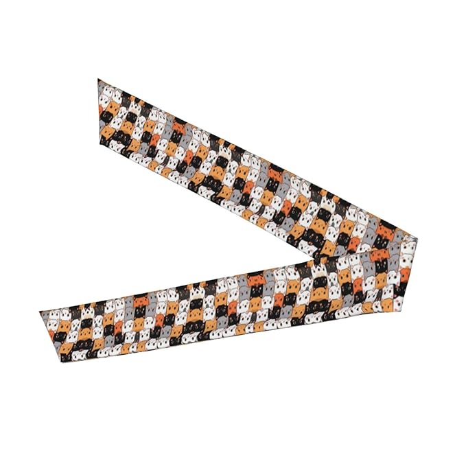 Men's Women Lovely Sports Sweat Band Hair Decor for Sports Workout Spa, Long Boho Style Cute Cat Kitten Head Cartoon Cats Head Ribbon Headwear