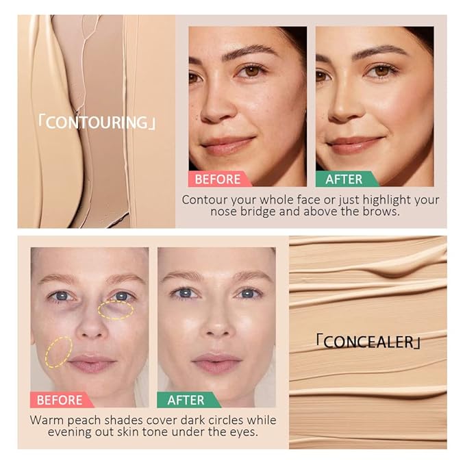 evpct 6 Colors Conceal Correct Cream Contour Makeup Palette for Mature Skin,Light to Neutral,Conceal trouble spots dullness dark circles Correct discolorations Camouflage imperfections Covers redness